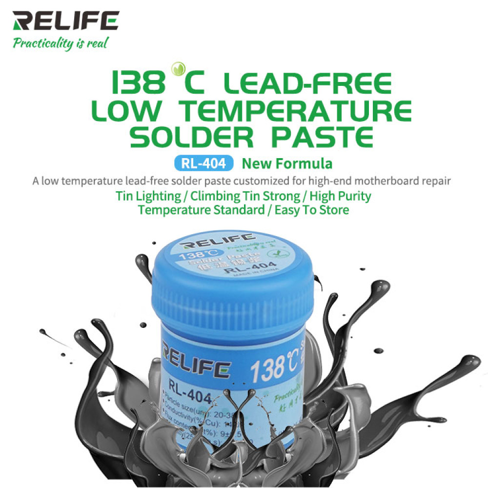 Relife RL-404 40g 138°C Low-Temperature Melting Point Lead-free Tin Paste for Mobile Phone BGA Repair