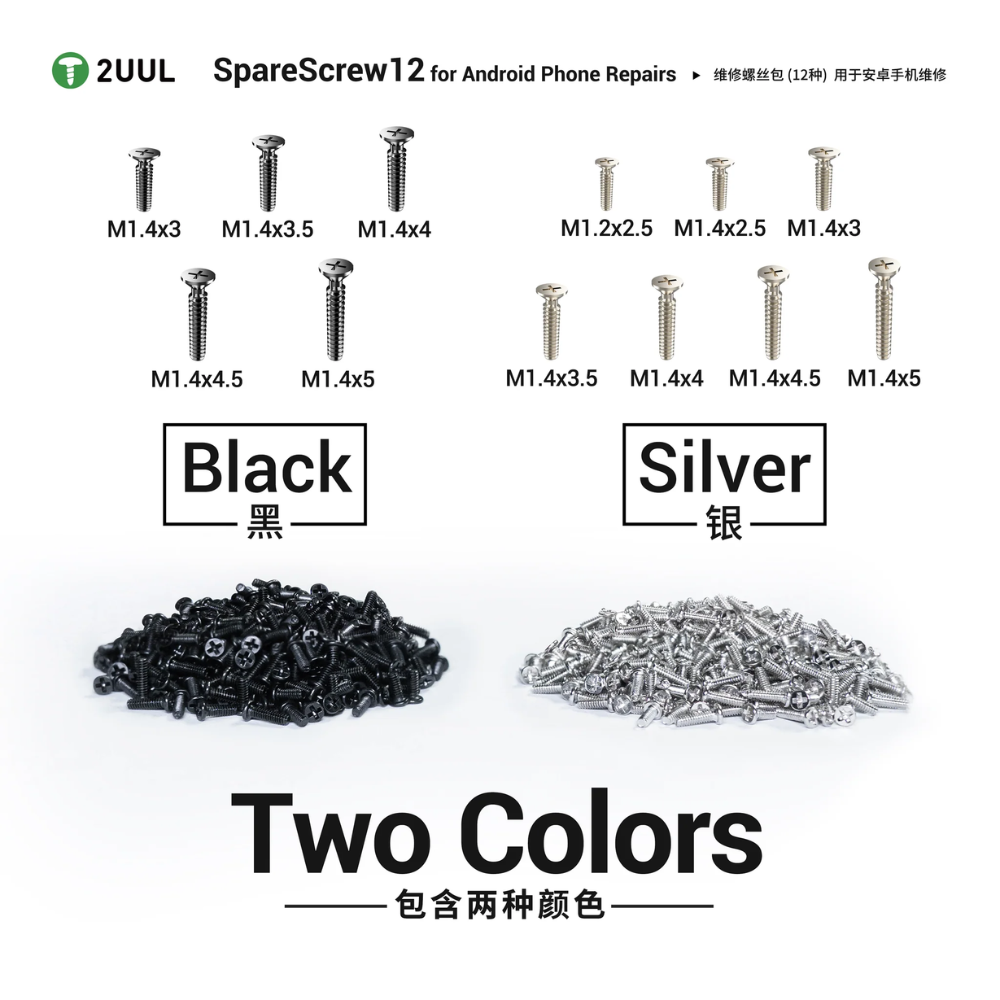 2uul Sc12 Sparescrew12 Phillips Screws for Android Phone Repairs (1200pcs/pack)