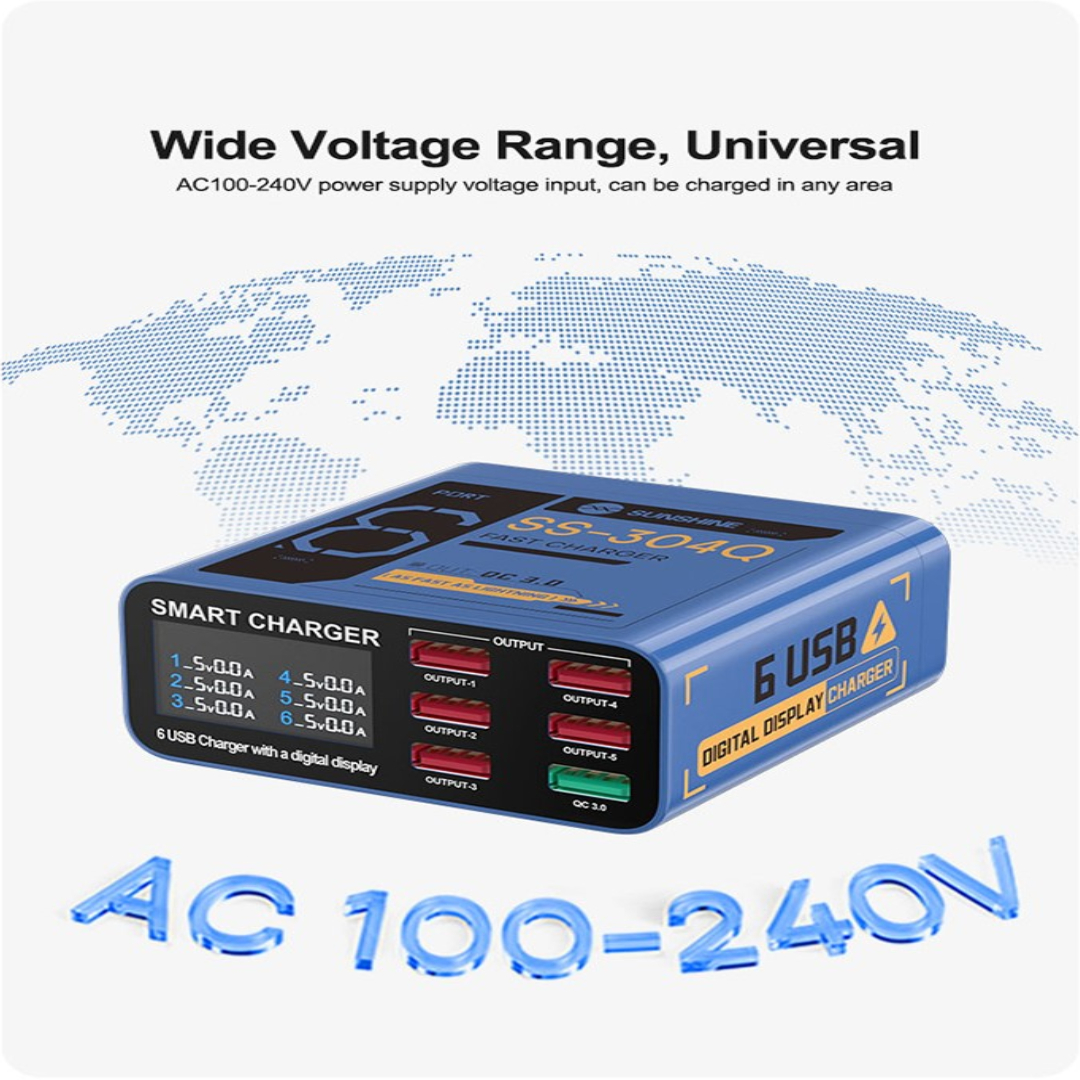 Sunshine SS-304Q Blue 6 Port Usb Charger