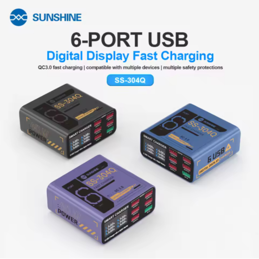 Sunshine Ss-304Q Black 6 Port Usb Charger