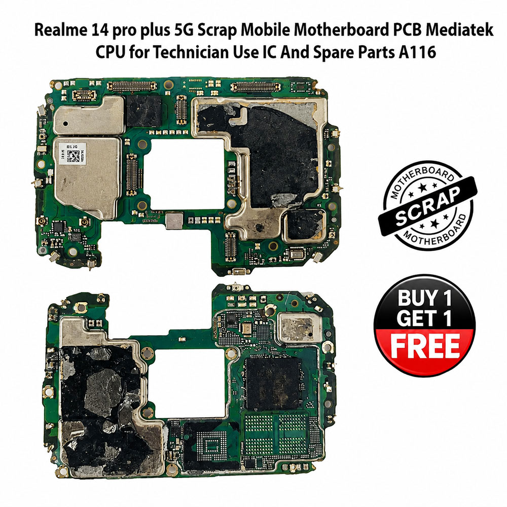 Realme 14 pro plus 5G Scrap Mobile Motherboard PCB Mediatek CPU for Technician Use IC And Spare Parts A116