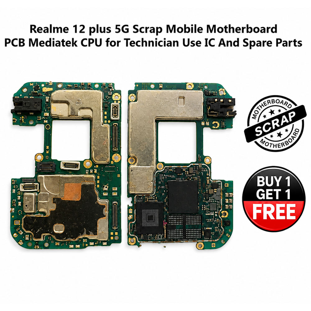 Realme 12 plus 5G Scrap Mobile Motherboard PCB Mediatek CPU for Technician Use IC And Spare Parts