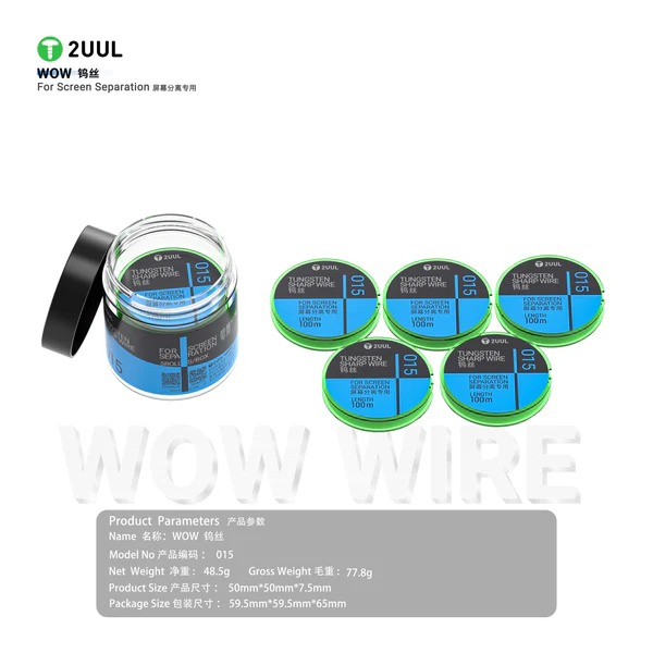 2UUL WS-015  0.015*100M Tungsten Sharp Wire for Screen Separation 5 pcs pack