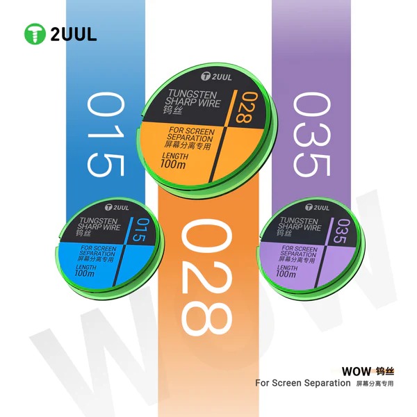 2UUL WS-028 0.028*100M Tungsten Sharp Wire for Screen Separation 5 pcs pack