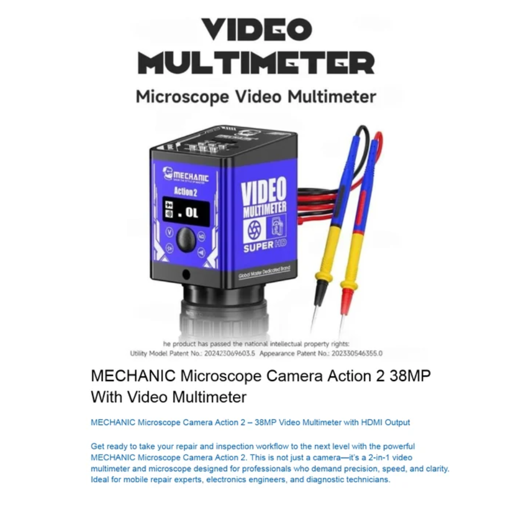 Mechanic Action 2 38mp Microscope Video Camera Multimeter