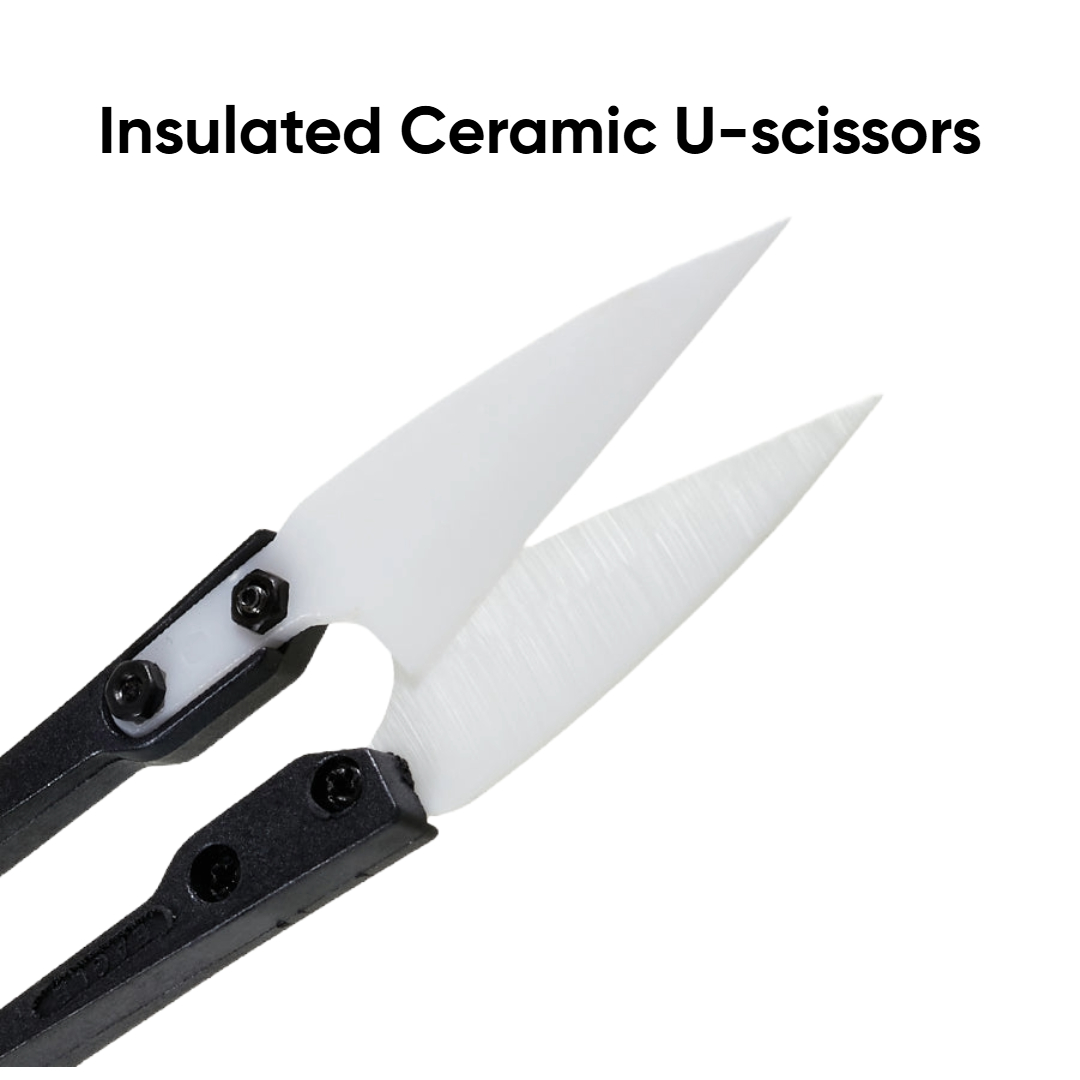 102-Insulated ceramic U-scissors for Mobile phone repair 