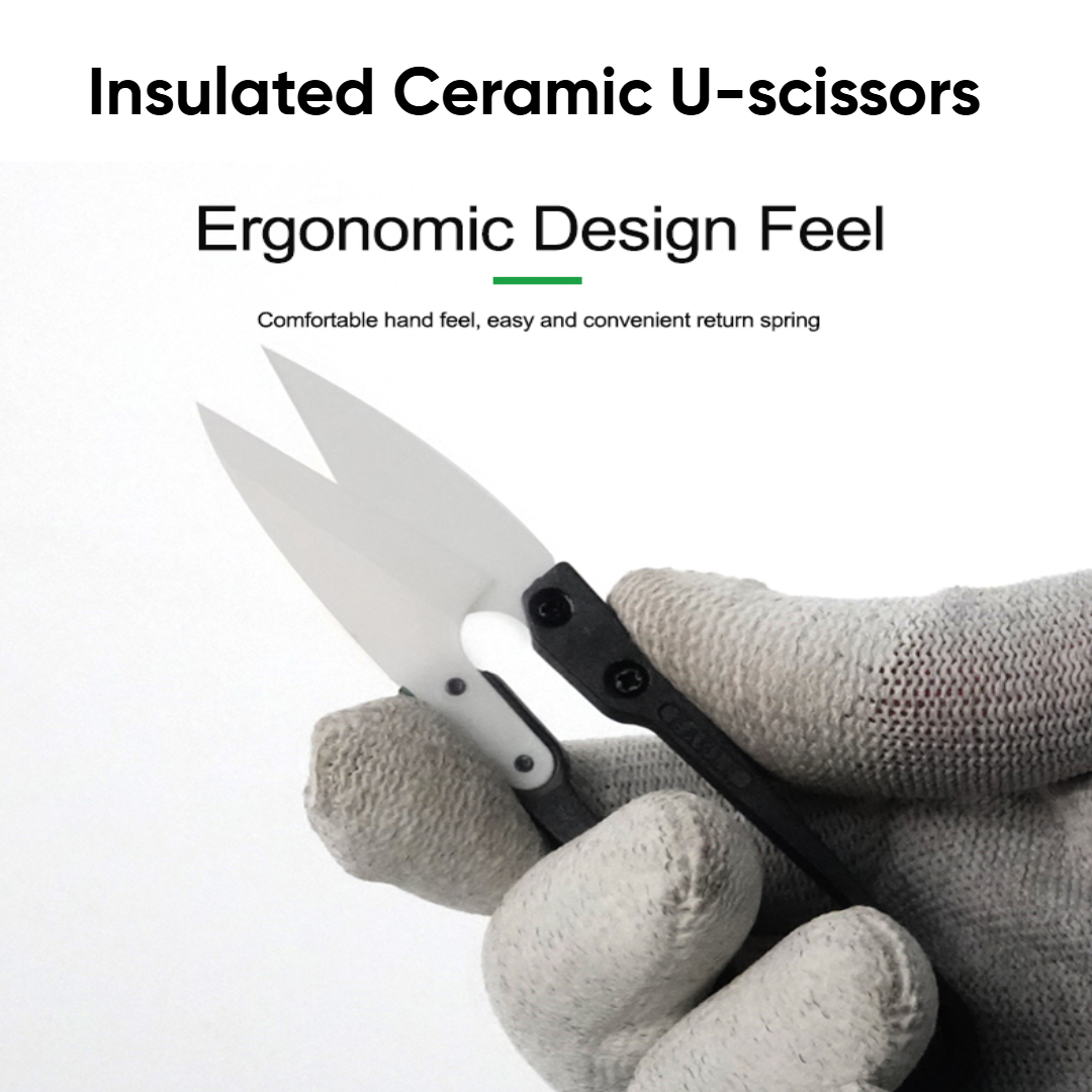 102-Insulated ceramic U-scissors for Mobile phone repair 