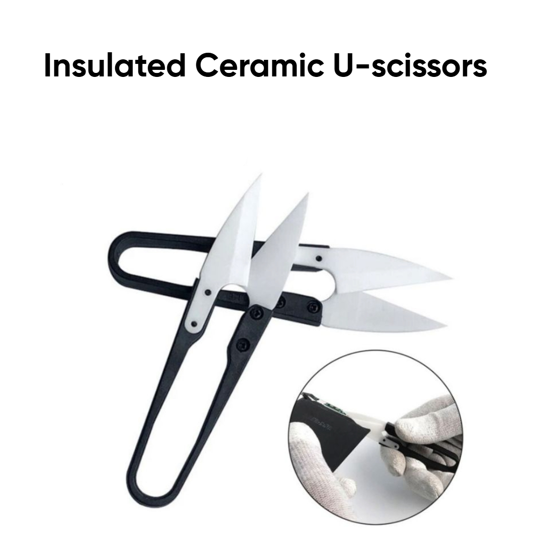 102-Insulated ceramic U-scissors for Mobile phone repair 