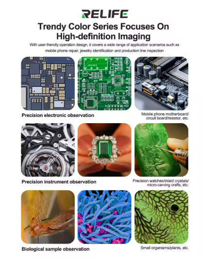 Relife RL-M7T Pro-B11 (0.5X) with 144 Led light (Rose Golden) 7X-50X Continuous Zoom Trinocular HD Stereo Microscope