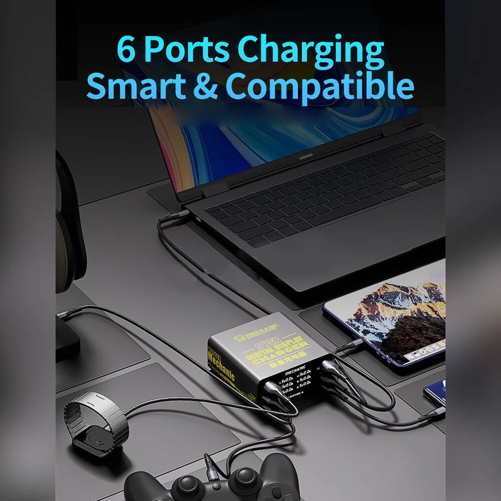 Mechanic F-Power 6S Digital Display Multi-Port European Standard Charger 3.0/50w