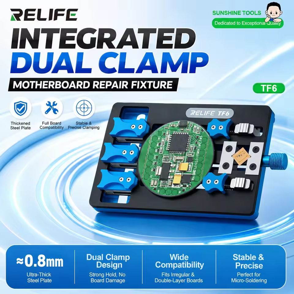 Relife TF6 Integrated Dual-Clamp Repair Fixture Compatible For Dual-Layer Motherboard