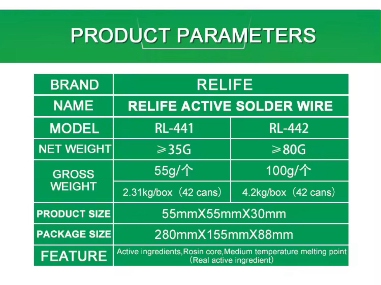 Relife RL-442 Soldering Wire 0.3mm Medium Temperature Low Melting Point Soldering LED
