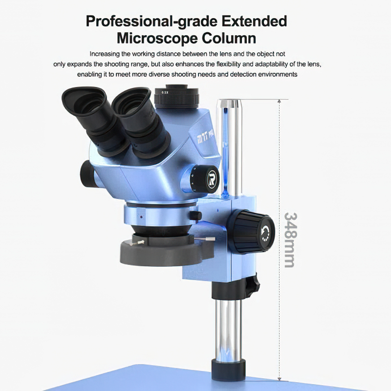 Relife RL-M7T Pro-B11 (0.5X) with 144 Led light (Indigo Blue) 7X-50X Continuous Zoom Trinocular HD Stereo Microscope