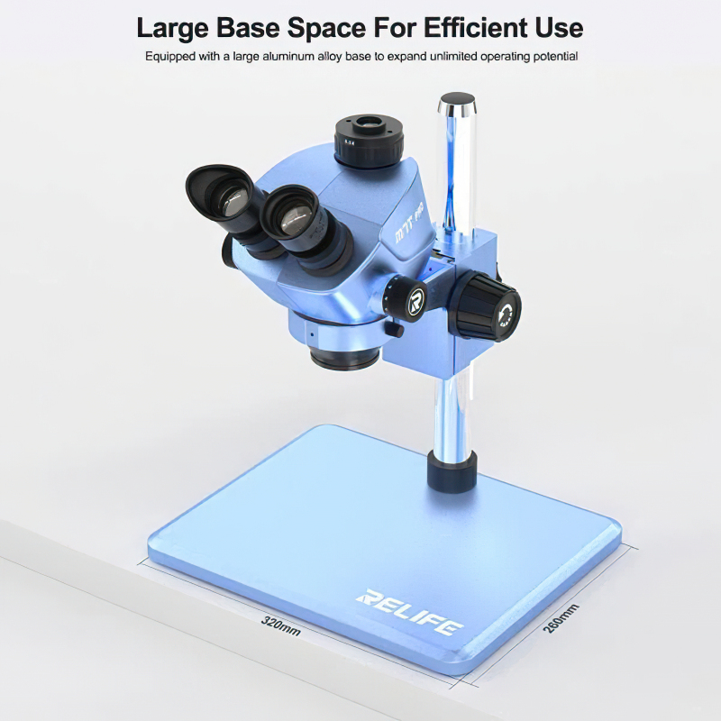 Relife RL-M7T Pro-B11 (0.5X) with 144 Led light (Indigo Blue) 7X-50X Continuous Zoom Trinocular HD Stereo Microscope