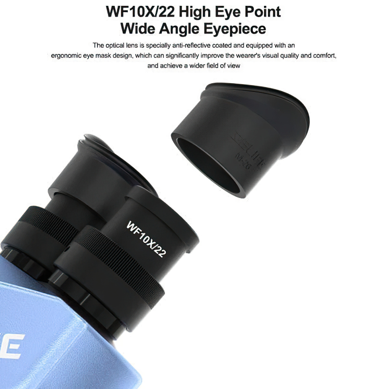 Relife RL-M7T Pro-B11 (0.5X) with 144 Led light (Indigo Blue) 7X-50X Continuous Zoom Trinocular HD Stereo Microscope