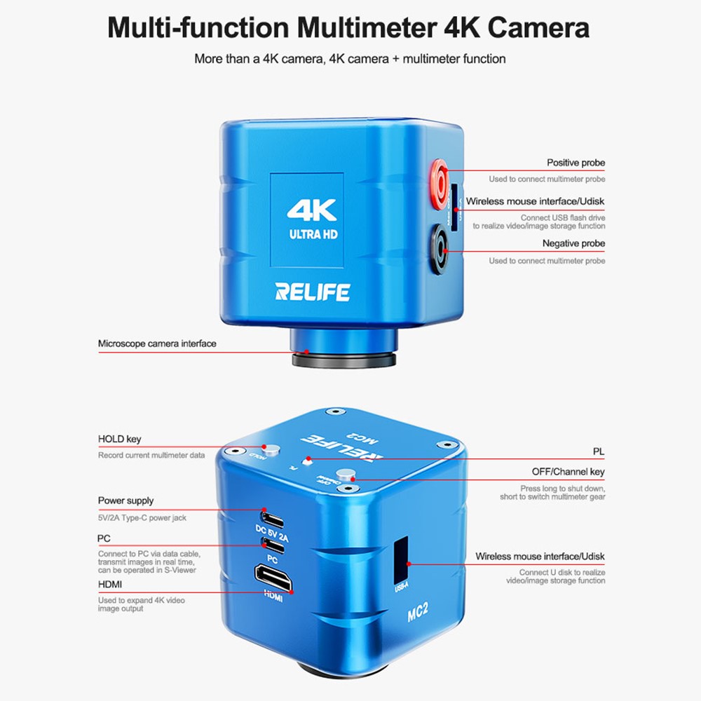 Relife MC2 Dual-screen Synchronous Display Multi-function 4K Multimeter Camera