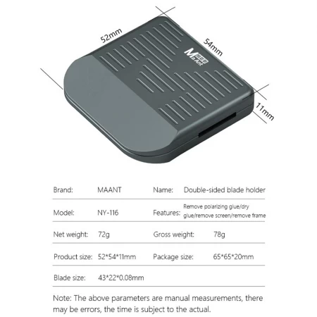 Maant My-116 Magnetic Double-Sided Glue Removal Blade Fixed Holder