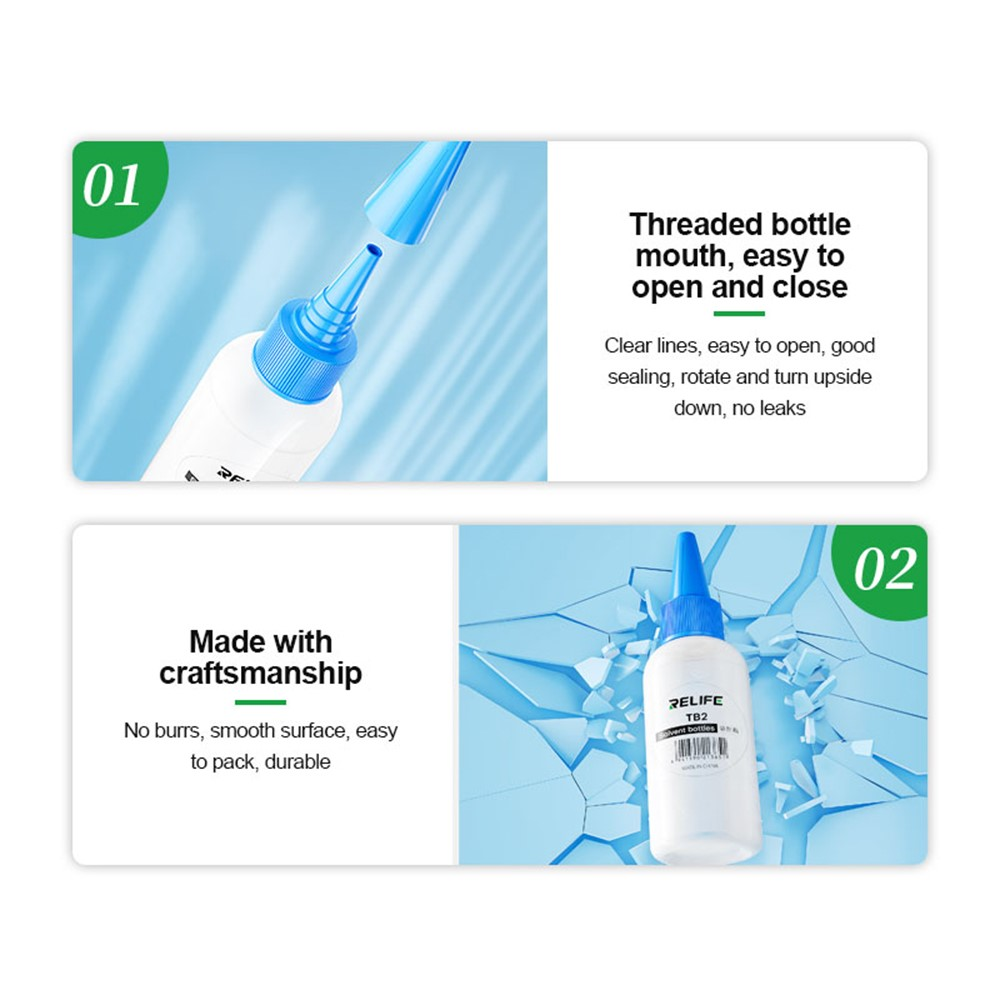 Relife TB2 Plastic Liquid Needle-Tube Solvent Bottle with Needles 10 Pcs Pack