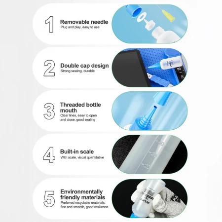 Relife TB2 Plastic Liquid Needle-Tube Solvent Bottle with Needles 10 Pcs Pack