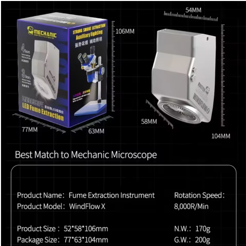 Master Mechanic Windflow X Microscope led smoke Exhaust fan